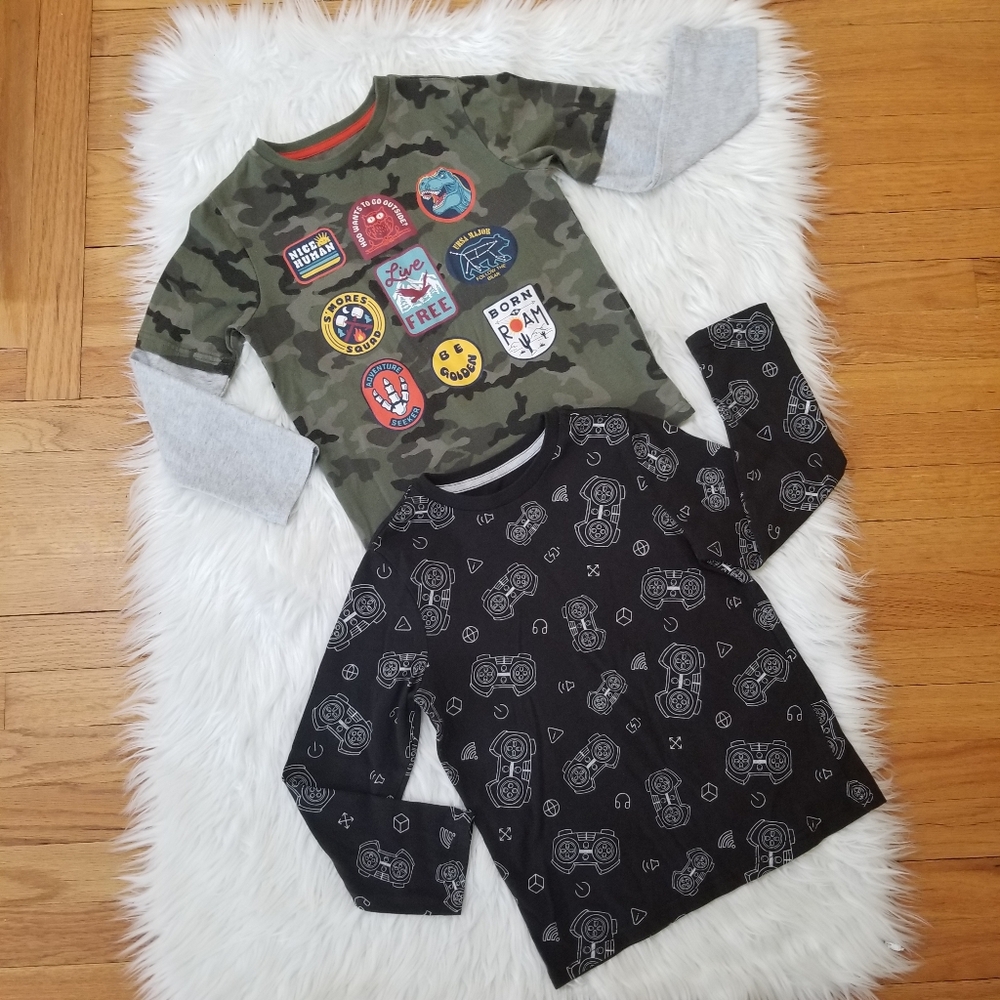 365 Kids Bundle 2 Long Sleeve T-Shirts for Boys Size 8.